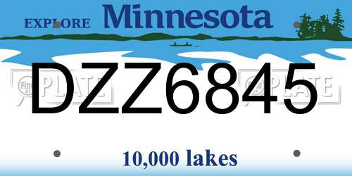 DZZ6845 Minnesota License Plate