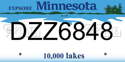 DZZ6848 Minnesota License Plate