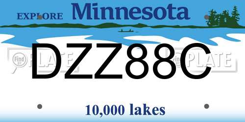 DZZ88C Minnesota License Plate