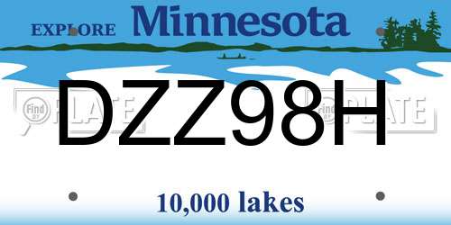 DZZ98H Minnesota License Plate