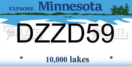 DZZD59 Minnesota License Plate