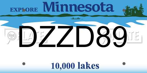 DZZD89 Minnesota License Plate