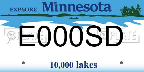 E000SD Minnesota License Plate