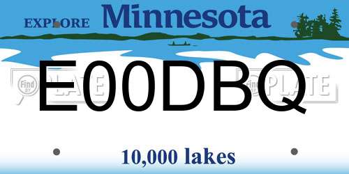 E00DBQ Minnesota License Plate