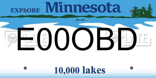 E00OBD Minnesota License Plate
