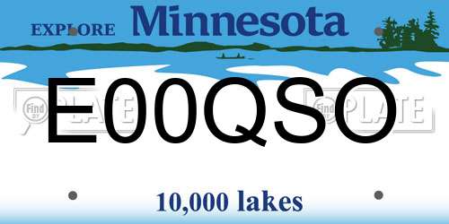 E00QSO Minnesota License Plate