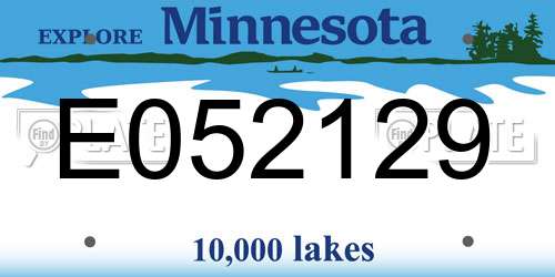 E052129 Minnesota License Plate