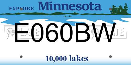 E060BW Minnesota License Plate
