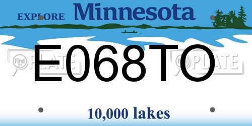 E068TO Minnesota License Plate