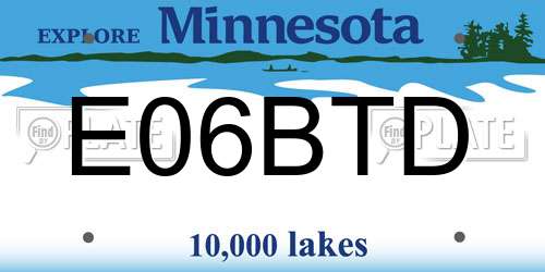 E06BTD Minnesota License Plate