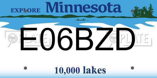 E06BZD Minnesota License Plate