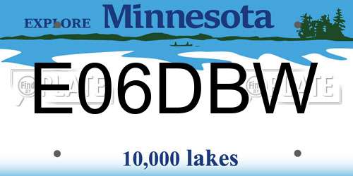 E06DBW Minnesota License Plate