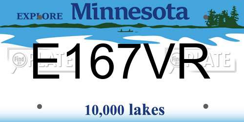 E167VR Minnesota License Plate