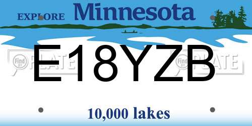 E18YZB Minnesota License Plate