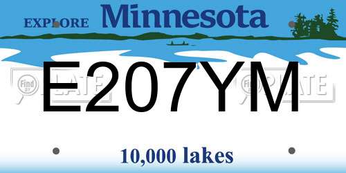 E207YM Minnesota License Plate