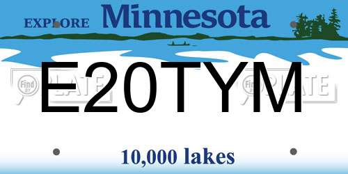 E20TYM Minnesota License Plate