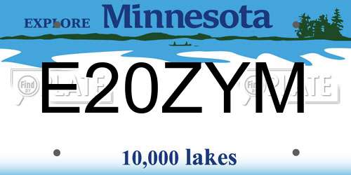 E20ZYM Minnesota License Plate