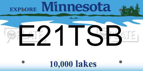 E21TSB Minnesota License Plate
