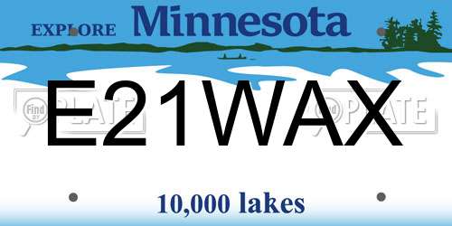 E21WAX Minnesota License Plate