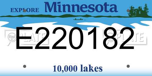 E220182 Minnesota License Plate