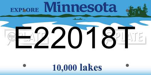 E22018T Minnesota License Plate