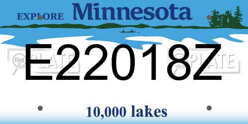 E22018Z Minnesota License Plate