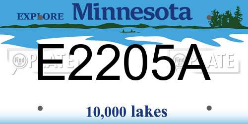 E2205A Minnesota License Plate