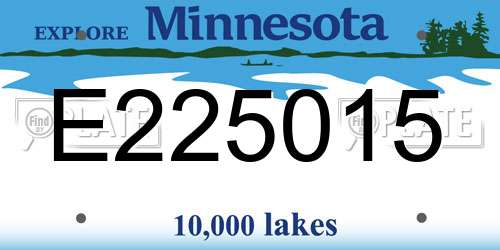 E225015 Minnesota License Plate