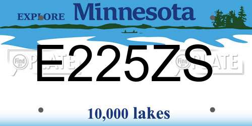 E225ZS Minnesota License Plate