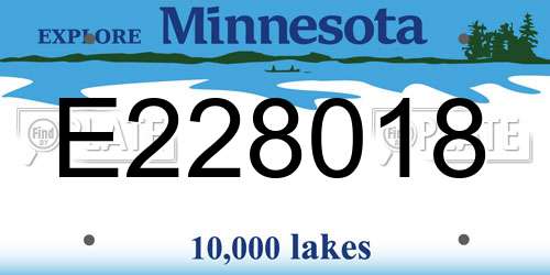E228018 Minnesota License Plate