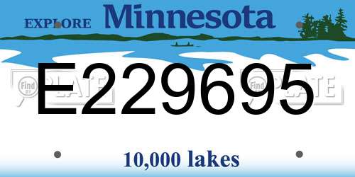 E229695 Minnesota License Plate
