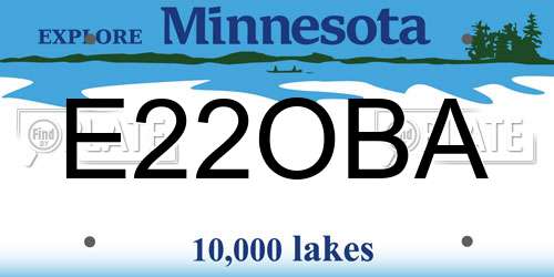 E22OBA Minnesota License Plate