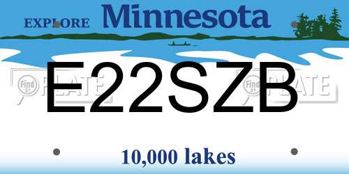 E22SZB Minnesota License Plate