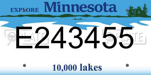 E243455 Minnesota License Plate