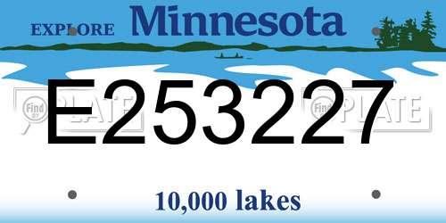 E253227 Minnesota License Plate