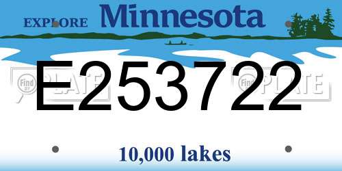 E253722 Minnesota License Plate