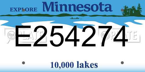 E254274 Minnesota License Plate