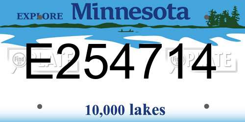 E254714 Minnesota License Plate