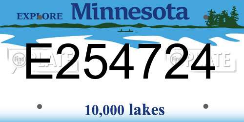 E254724 Minnesota License Plate