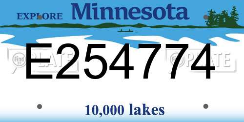 E254774 Minnesota License Plate