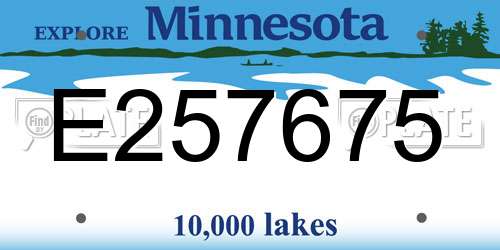 E257675 Minnesota License Plate