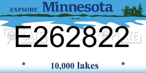 E262822 Minnesota License Plate