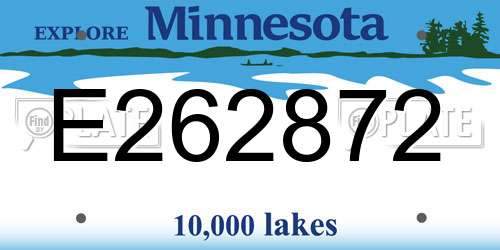 E262872 Minnesota License Plate