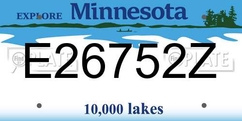 E26752Z Minnesota License Plate