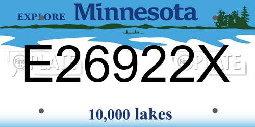 E26922X Minnesota License Plate