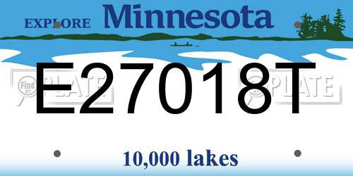 E27018T Minnesota License Plate