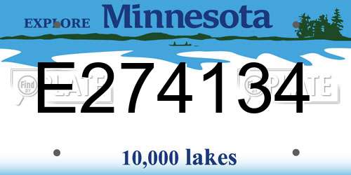 E274134 Minnesota License Plate