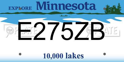E275ZB Minnesota License Plate