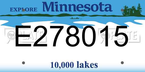 E278015 Minnesota License Plate
