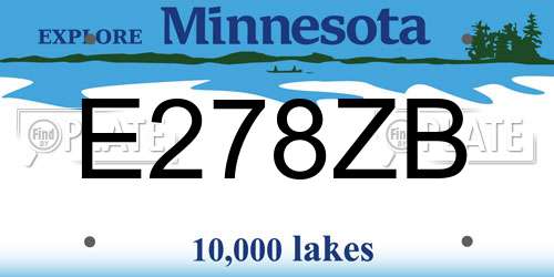 E278ZB Minnesota License Plate